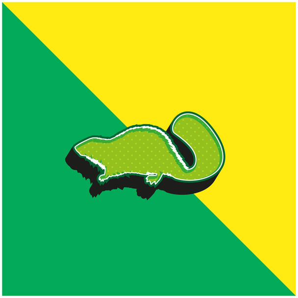 Beaver Mammal Animal Shape verde y amarillo moderno 3d vector icono logo - Vector, imagen