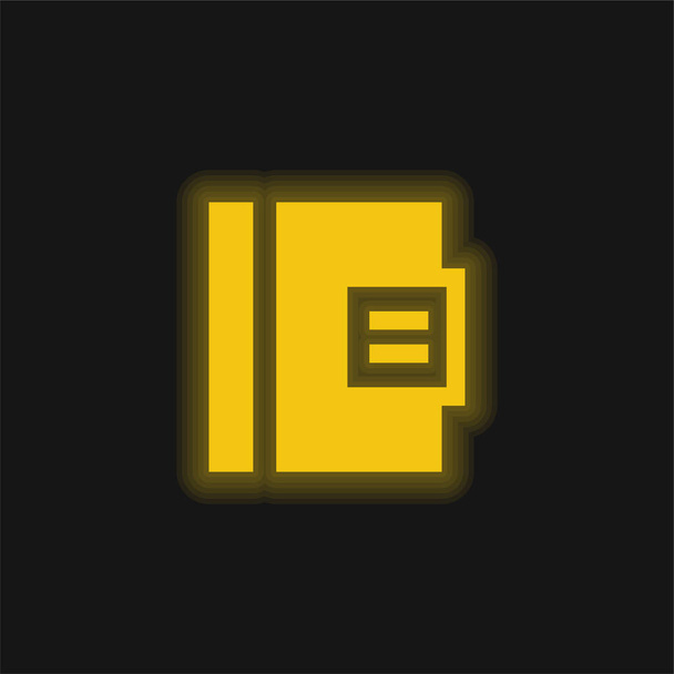 Agenda geel gloeiend neon icoon - Vector, afbeelding
