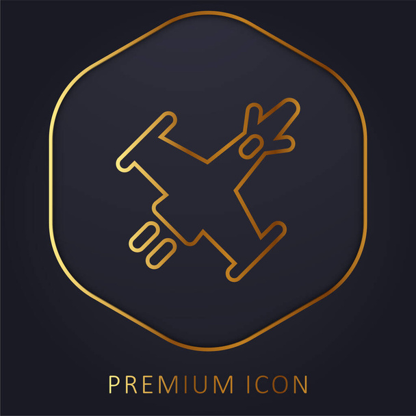 Attack Ship golden line premium logo or icon - Vector, Image