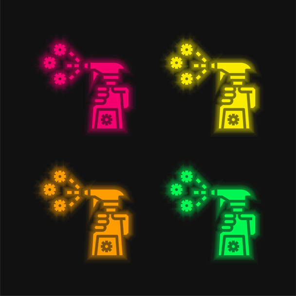 Antibacterial four color glowing neon vector icon - Vector, Image