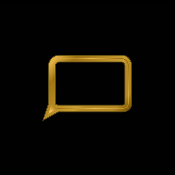 Blank Speech Bubble gold plated metalic icon or logo vector - Vector, Image