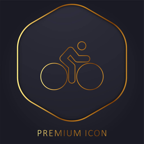 Bicycle With Big Wheels And Cyclist golden line premium logo or icon - Vettoriali, immagini