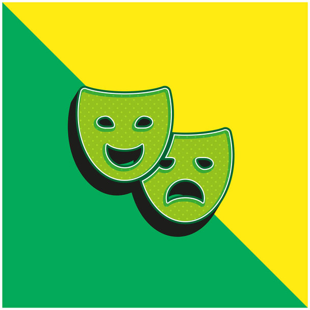 Art Dec  Green and yellow modern 3d vector icon logo - Vettoriali, immagini