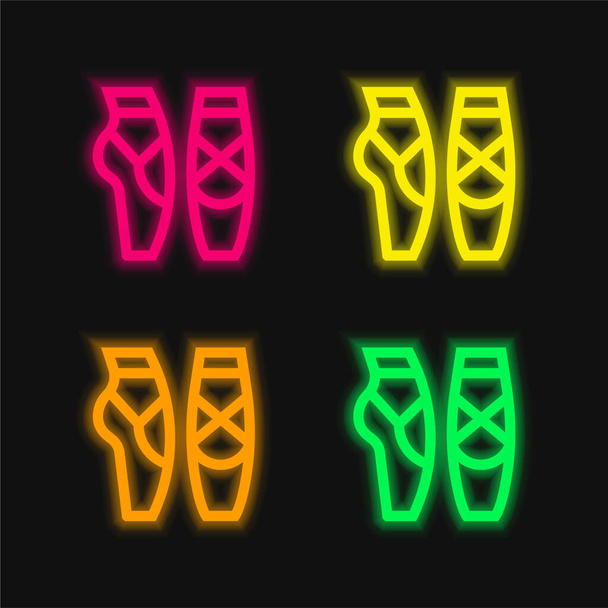 Balletto quattro colori luminosi icona vettoriale al neon - Vettoriali, immagini