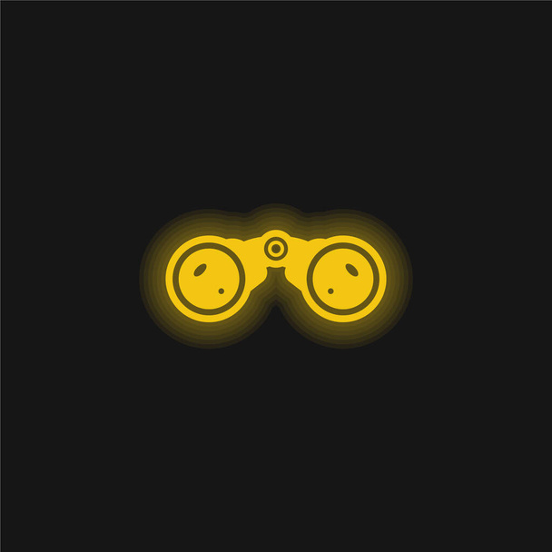 Binokulární žlutá zářící neonová ikona - Vektor, obrázek
