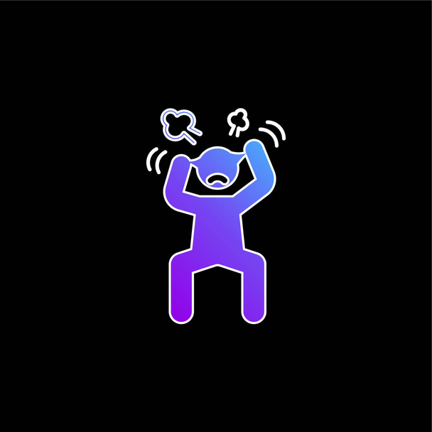 Angry Man blue gradient vector icon - ベクター画像