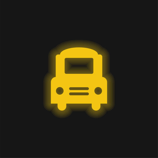 Big Bus Frontal yellow glowing neon icon - Διάνυσμα, εικόνα