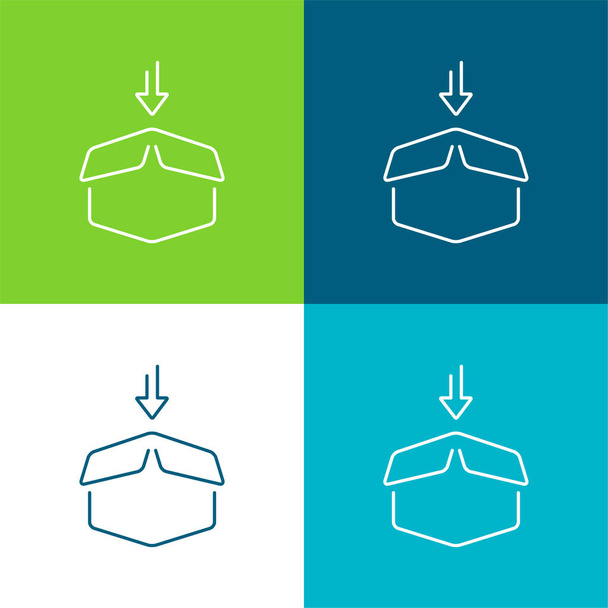 Box Open Container With Arrow Pointing In It Flat four color minimal icon set - Vektor, obrázek