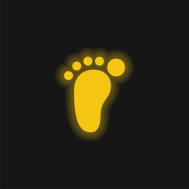 Barefoot yellow glowing neon icon - Vettoriali, immagini