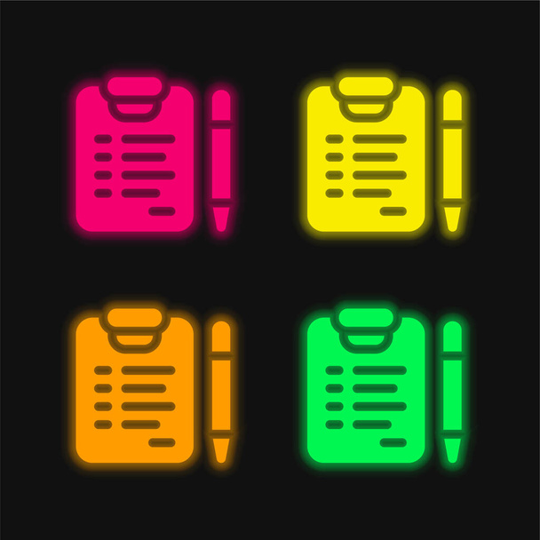 Adoption Form four color glowing neon vector icon - Wektor, obraz