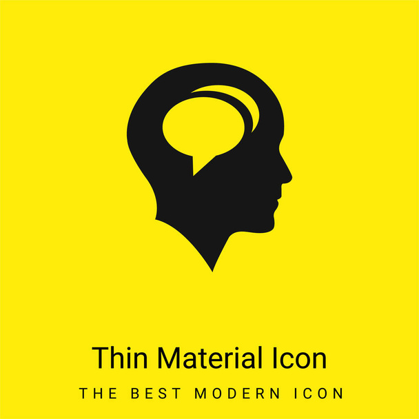 лысая голова с пузырьками чата внутри минимальной ярко желтой иконки материала - Вектор,изображение