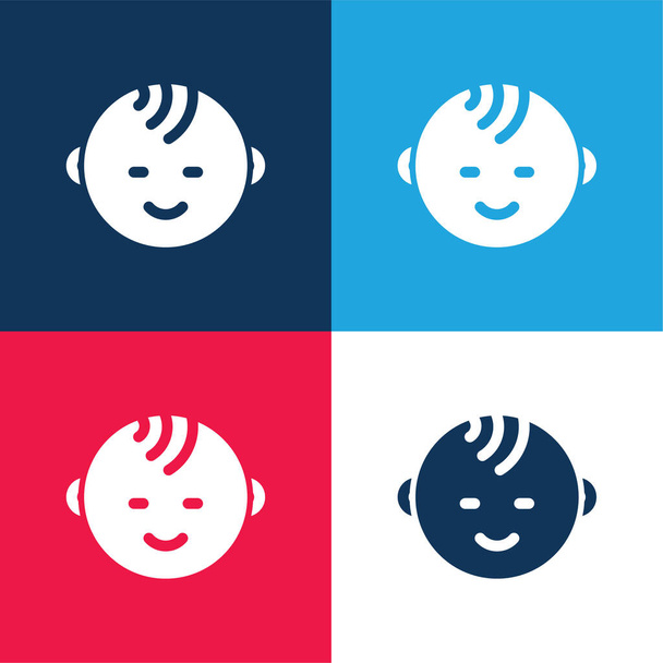 赤ちゃん青と赤の4色の最小アイコンセット - ベクター画像