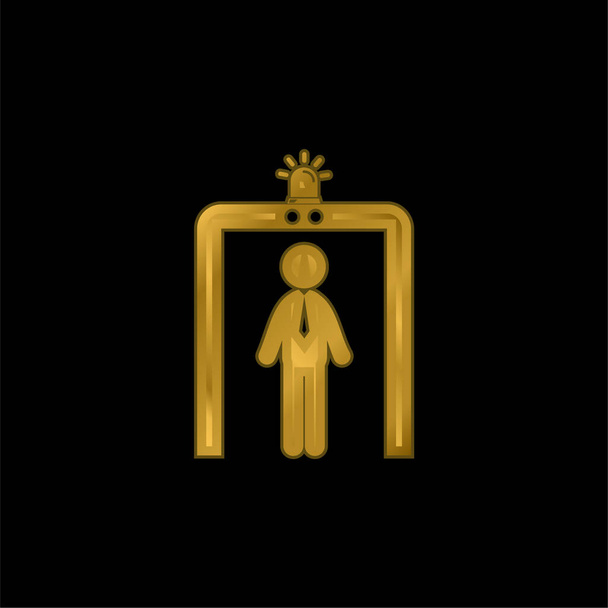 Airport Security Portal gold plated metalic icon or logo vector - ベクター画像