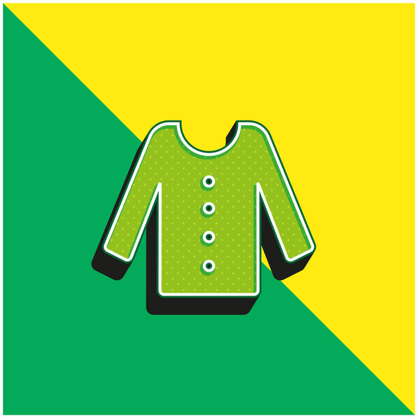 Bluse mit Knöpfen Grünes und gelbes modernes 3D-Vektorsymbol-Logo - Vektor, Bild