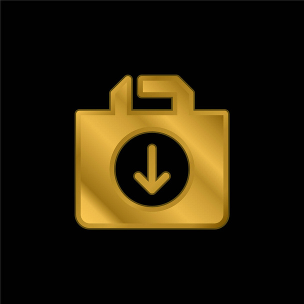 Bolso chapado en oro icono metálico o logo vector - Vector, imagen