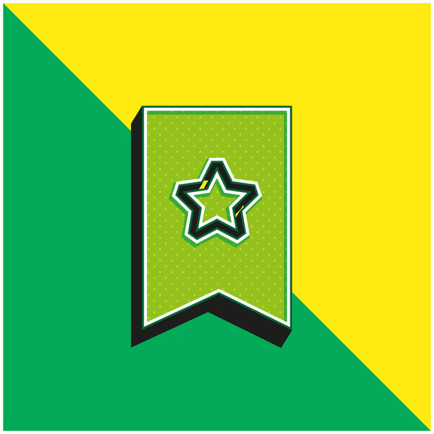 Bookmark Green and yellow modern 3d vector icon logo - Vector, Image
