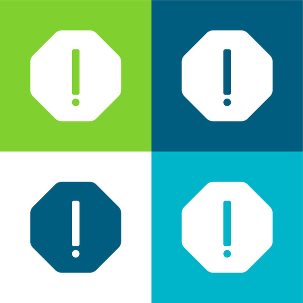 Atención Conjunto de iconos plano de cuatro colores mínimos - Vector, Imagen
