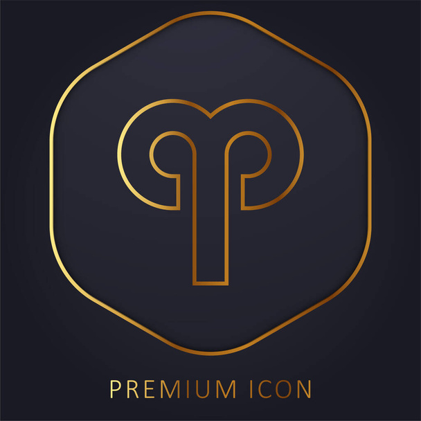 Aries línea de oro logotipo premium o icono - Vector, imagen