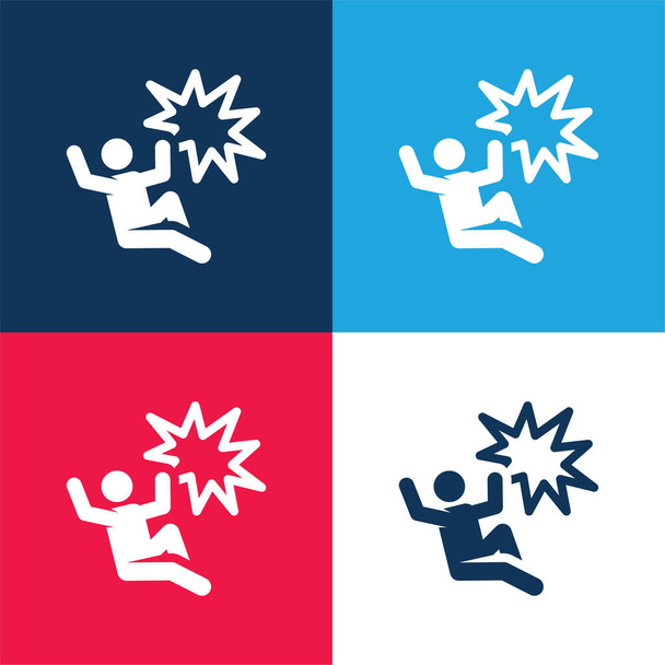 Accident blue and red four color minimal icon set - Vector, Image