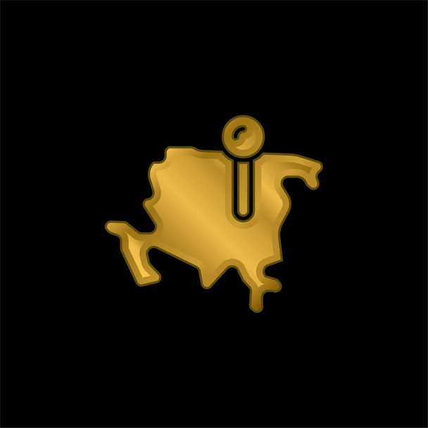 Asia chapado en oro icono metálico o logo vector - Vector, Imagen