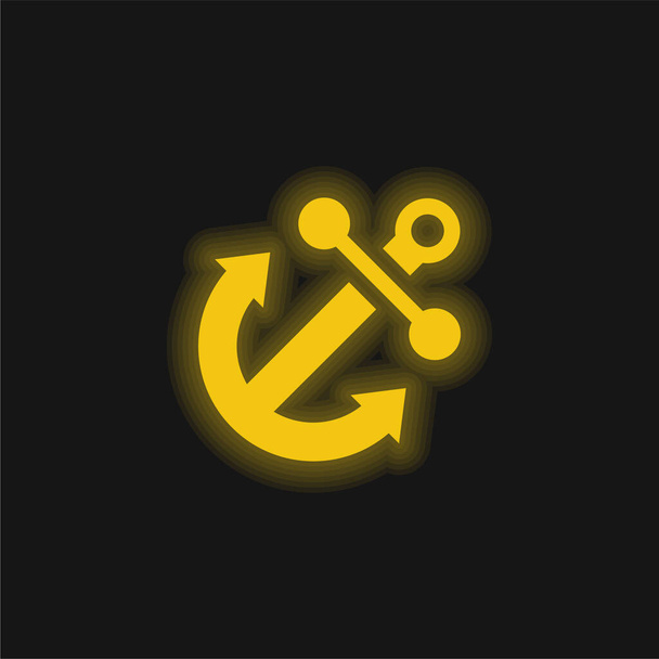 Kotevní žlutá zářící neonová ikona - Vektor, obrázek