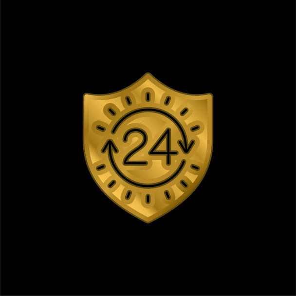 24 Horas chapado en oro icono metálico o logo vector - Vector, Imagen