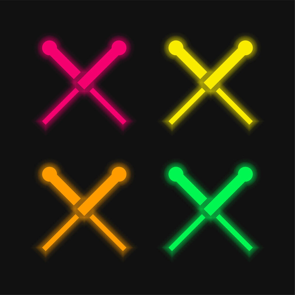 Agopuntura quattro colori incandescente icona vettoriale al neon - Vettoriali, immagini