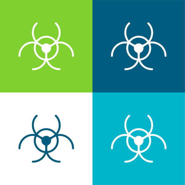 Biohazard Επίπεδη σύνολο εικονιδίου τεσσάρων χρωμάτων - Διάνυσμα, εικόνα