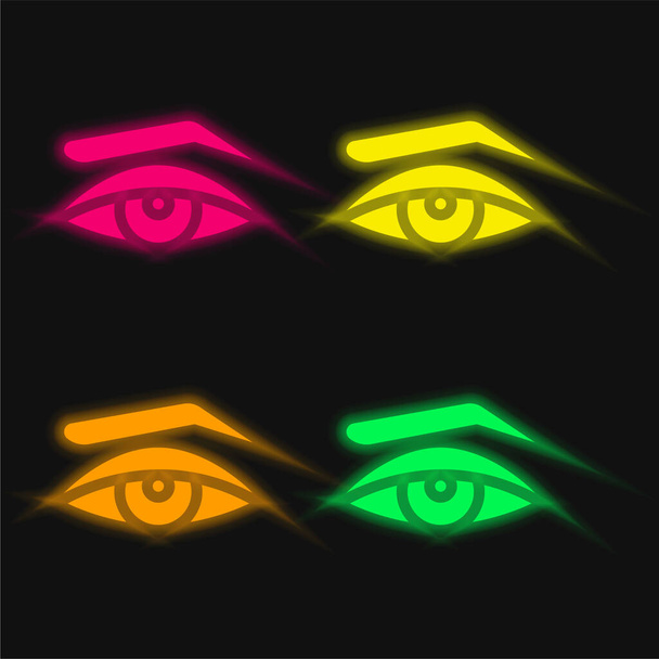 Ulkonäkö neljä väriä hehkuva neon vektori kuvake - Vektori, kuva