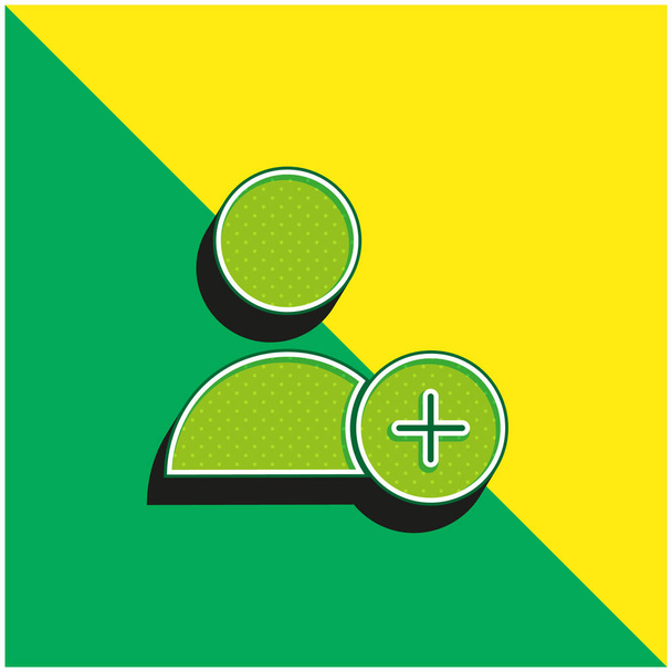 Aggiungi logo icona vettoriale 3D moderna verde e gialla dell'utente - Vettoriali, immagini