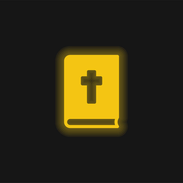 Biblia amarillo brillante icono de neón - Vector, Imagen
