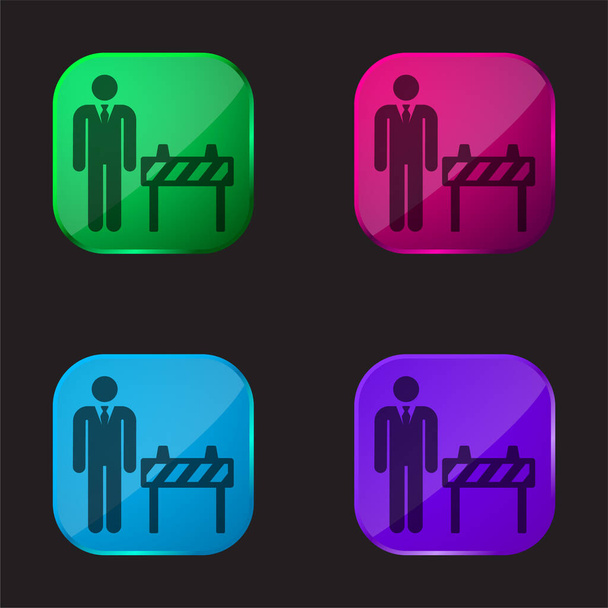 Boss čtyři barvy skleněné tlačítko ikona - Vektor, obrázek