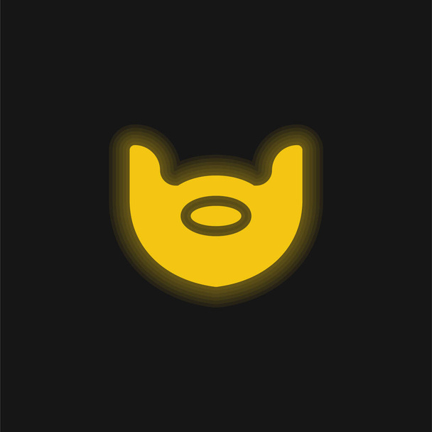 Beard yellow glowing neon icon - Vector, Image