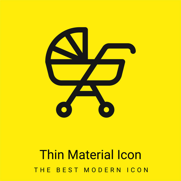 Детская коляска минимальный ярко-желтый значок материала - Вектор,изображение