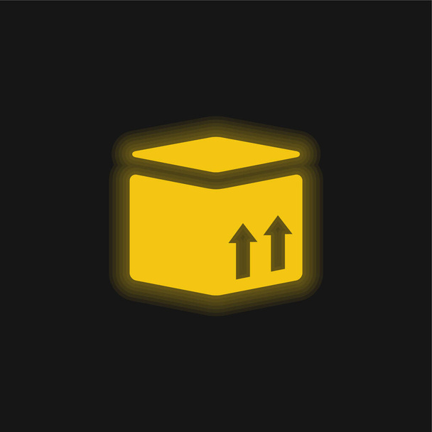 Caja amarilla brillante icono de neón - Vector, imagen