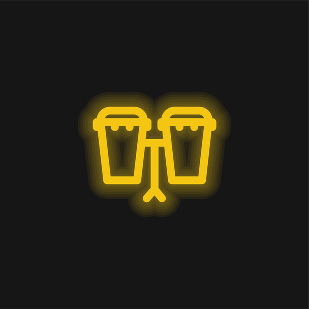 Bongos yellow glowing neon icon - Vector, Image