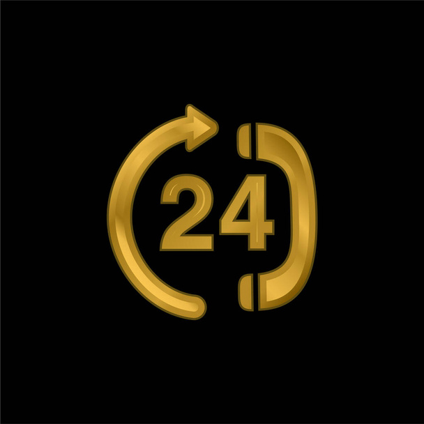 24 Hour Calling Service Center gold plated metalic icon or logo vector - Vector, Imagen
