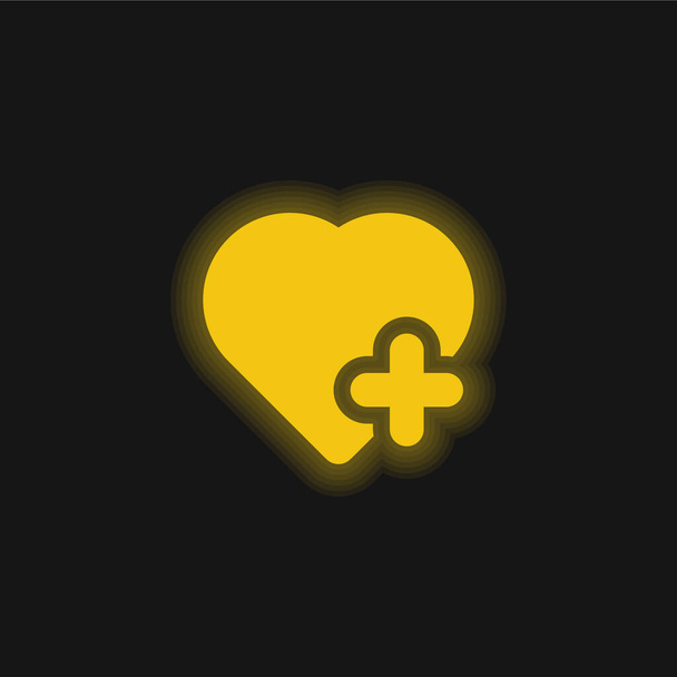 Add To Favourites yellow glowing neon icon - Vector, imagen