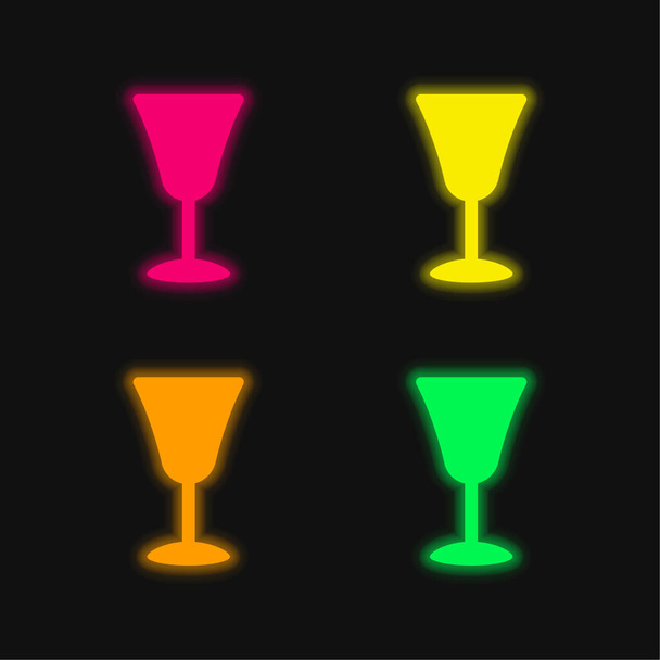 Big Goblet four color glowing neon vector icon - Vecteur, image
