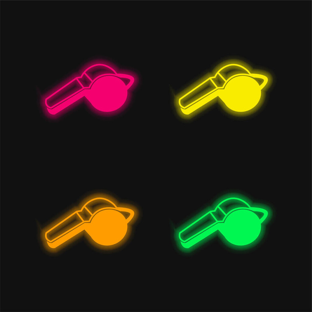 Black And White Whistle Variant four color glowing neon vector icon - Wektor, obraz