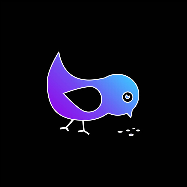Bird Eating Seeds blue gradient vector icon - Vector, Imagen