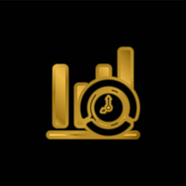 Análisis chapado en oro icono metálico o logo vector - Vector, Imagen