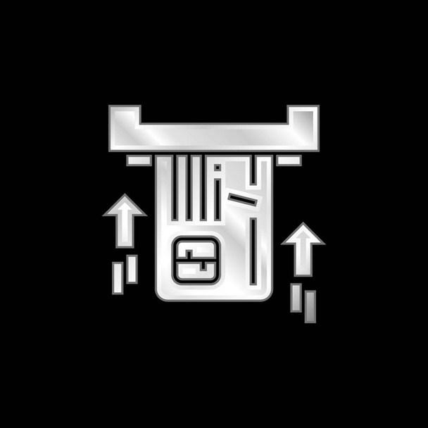 Stříbrná metalická ikona ATM - Vektor, obrázek