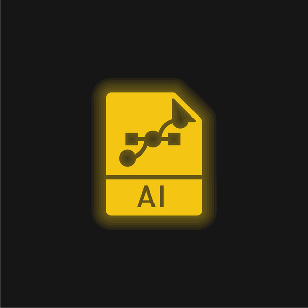 Icono de neón brillante amarillo AI - Vector, imagen
