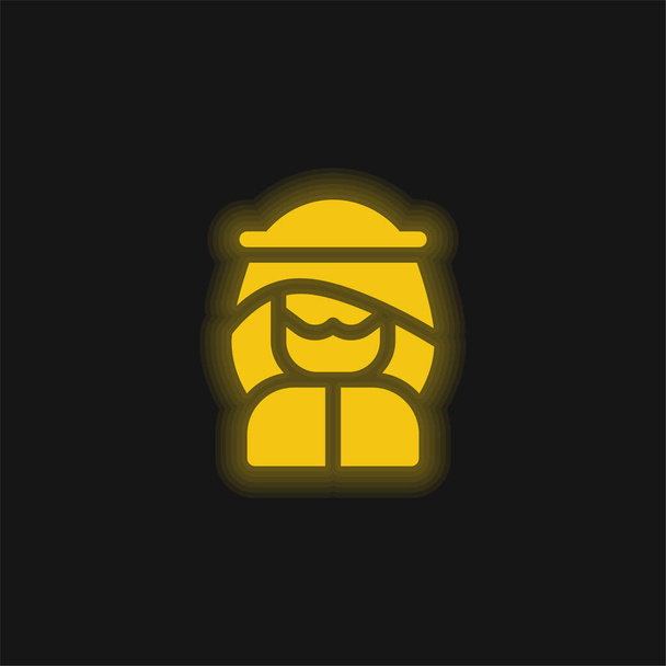 Icono de neón resplandeciente amarillo árabe - Vector, imagen