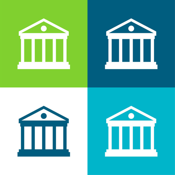 Bankovní byt čtyři barvy minimální ikona nastavena - Vektor, obrázek