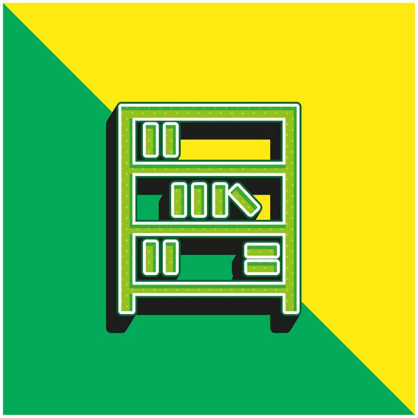 Книжкові полиці Зелено-жовтий сучасний 3d векторний логотип
 - Вектор, зображення