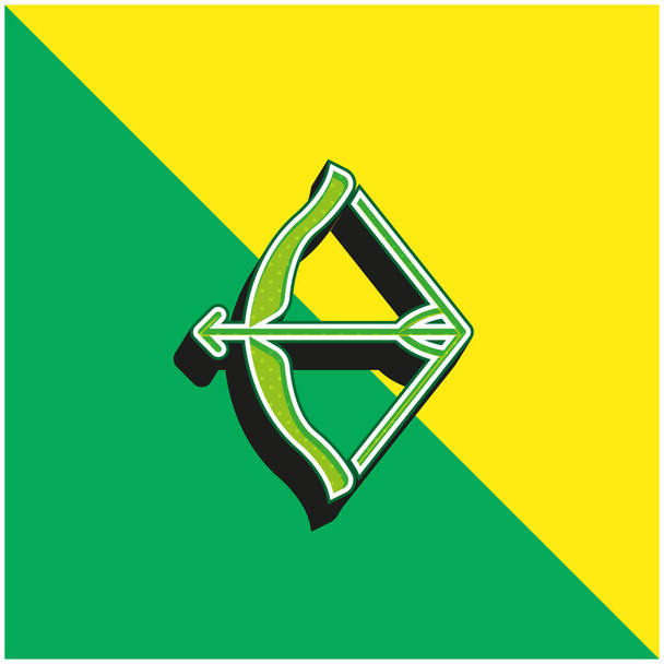 Arco verde e amarelo moderno logotipo vetor 3d ícone - Vetor, Imagem
