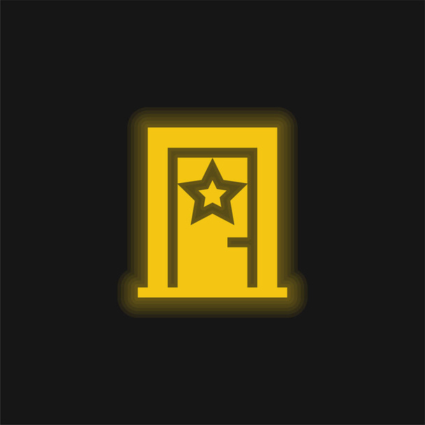 Закулисная жёлтая сияющая неоновая икона - Вектор,изображение