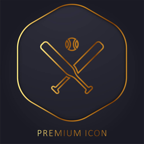 Baseball ligne d'or logo premium ou icône - Vecteur, image